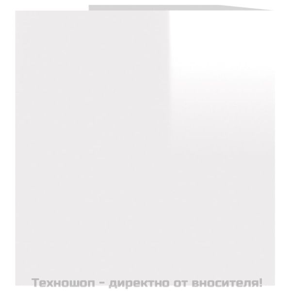 Шкаф за винилови плочи, бял гланц, 71x34x36 см, инженерно дърво