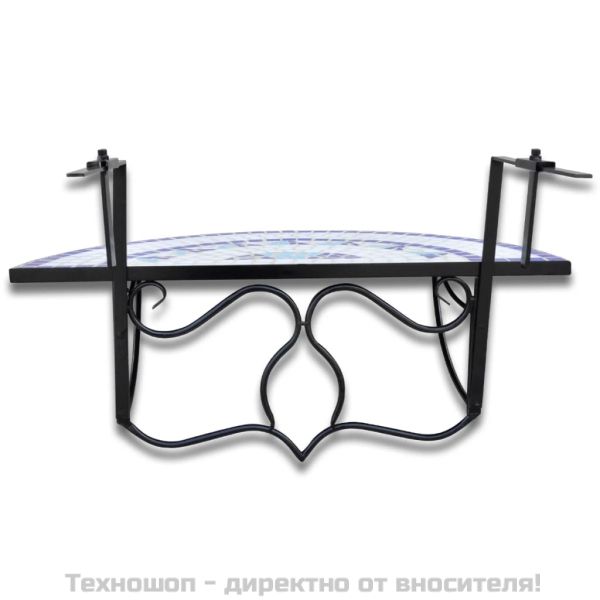 Висяща балконска маса, синьо и бяло, мозайка