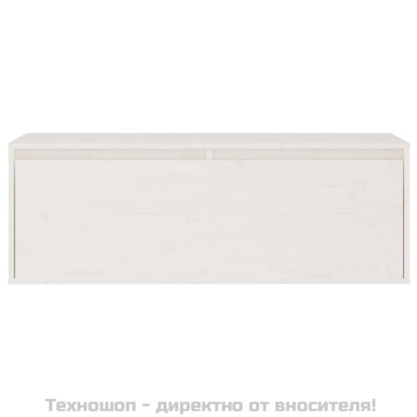 Стенен шкаф, бял, 100x30x35 см, борово дърво масив