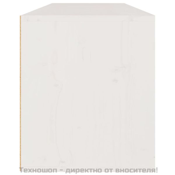 Стенен шкаф, бял, 100x30x35 см, борово дърво масив