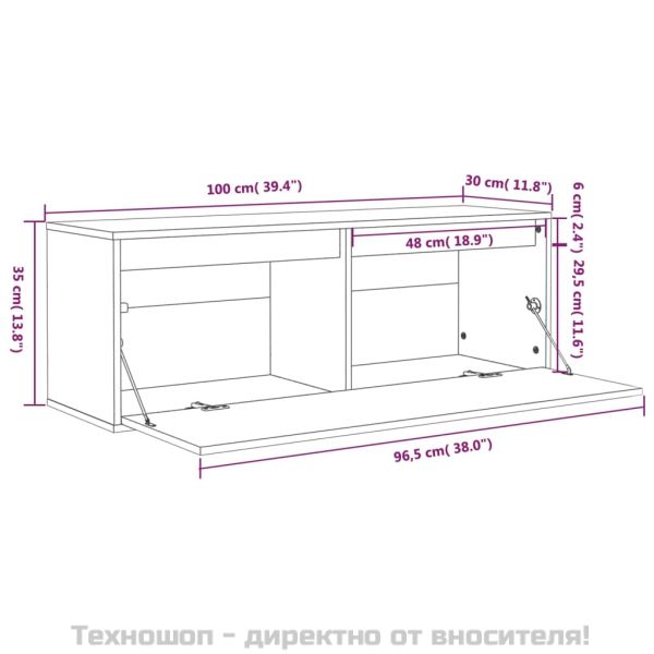 Стенен шкаф, бял, 100x30x35 см, борово дърво масив
