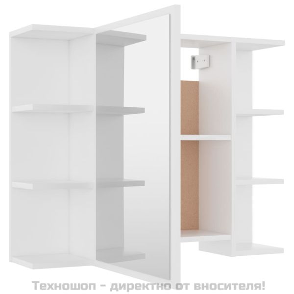 Шкаф за баня с огледало, бял, 80x20,5x64 см, инженерно дърво