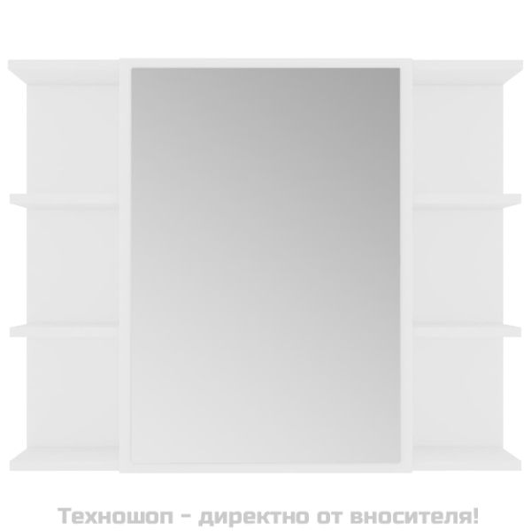 Шкаф за баня с огледало, бял, 80x20,5x64 см, инженерно дърво