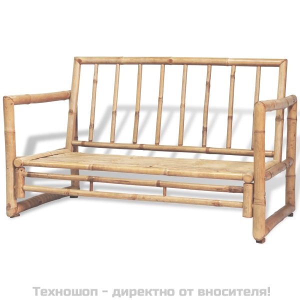 Градински комплект с възглавници, 4 части, бамбук