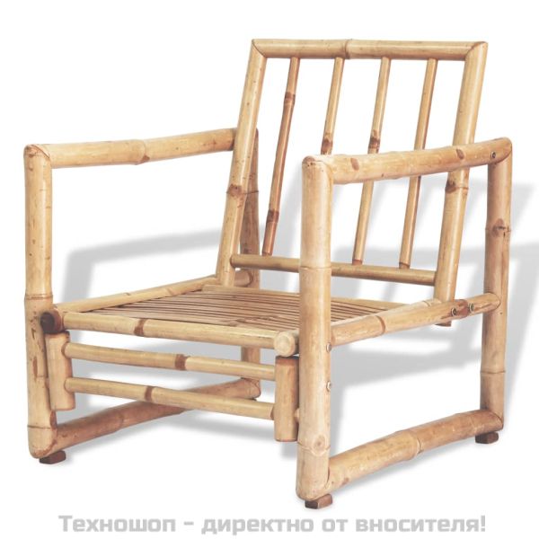 Градински комплект с възглавници, 4 части, бамбук