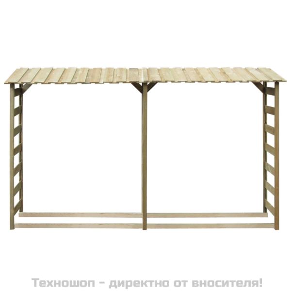 Двоен навес за дърва за огрев, 300x44x176 cм, импрегниран бор