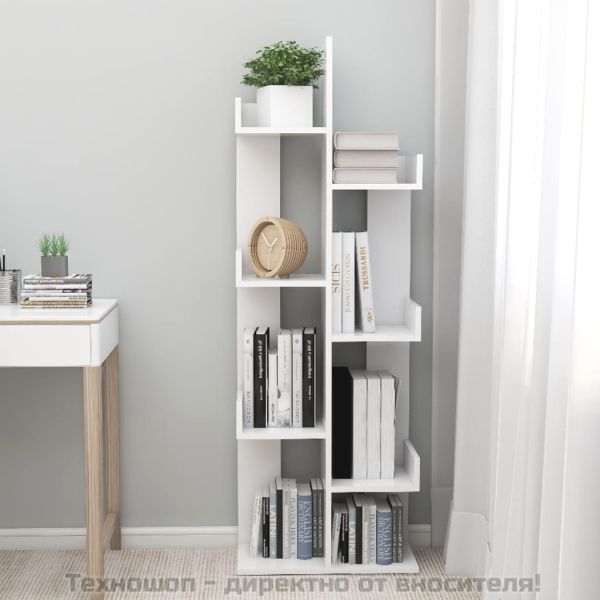 Библиотека, бяла, 48x25,5x140 см, инженерно дърво