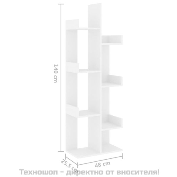 Библиотека, бяла, 48x25,5x140 см, инженерно дърво