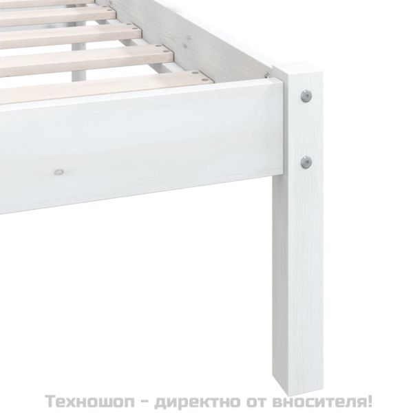 Рамка за легло, бяла, бор масив, 90x200 cм