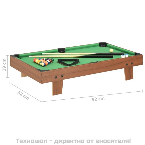 Мини билярдна маса, 3 фута, 92x52x19 см, кафява и зелена