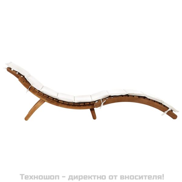 Шезлонг с шалте, акациево дърво масив, кремав