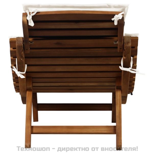 Шезлонг с шалте, акациево дърво масив, кремав