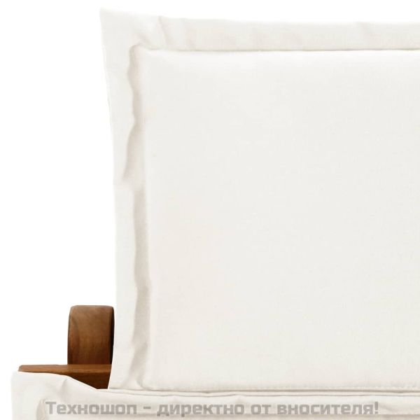 Шезлонг с шалте, акациево дърво масив, кремав