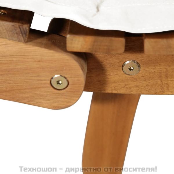 Шезлонг с шалте, акациево дърво масив, кремав