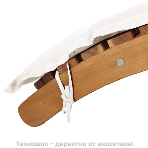 Шезлонг с шалте, акациево дърво масив, кремав
