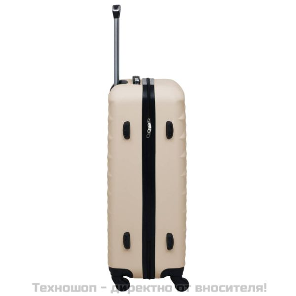 Комплект твърди куфари с колелца, 3 бр, златист, ABS