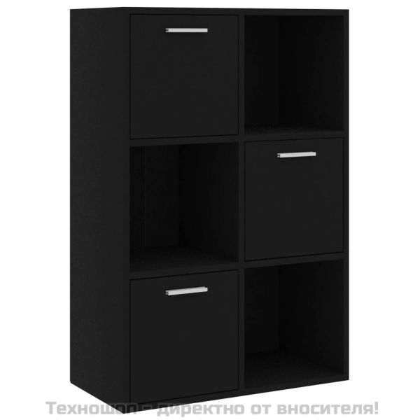 Шкаф за съхранение, черен, 60x29,5x90 см, инженерно дърво