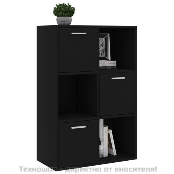 Шкаф за съхранение, черен, 60x29,5x90 см, инженерно дърво