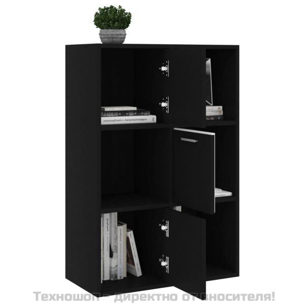 Шкаф за съхранение, черен, 60x29,5x90 см, инженерно дърво