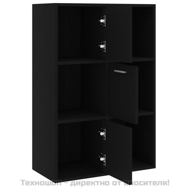 Шкаф за съхранение, черен, 60x29,5x90 см, инженерно дърво