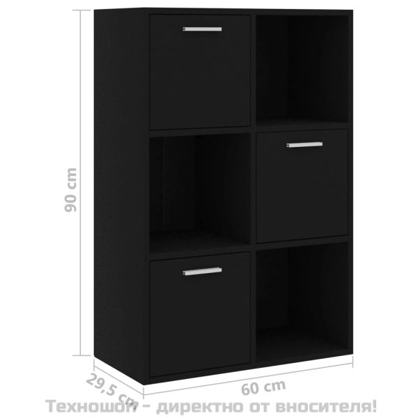 Шкаф за съхранение, черен, 60x29,5x90 см, инженерно дърво