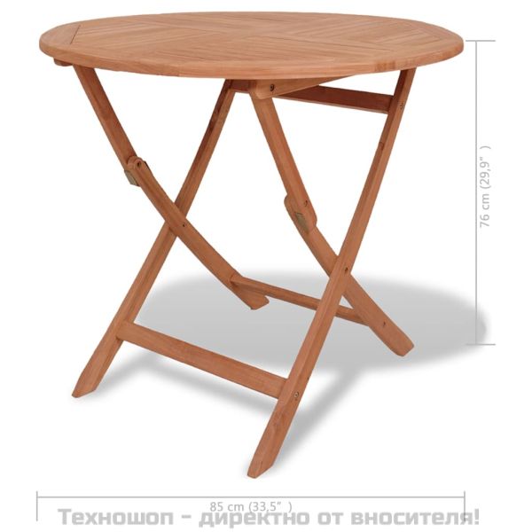 Сгъваема градинска маса, 85x76 см, тиково дърво масив