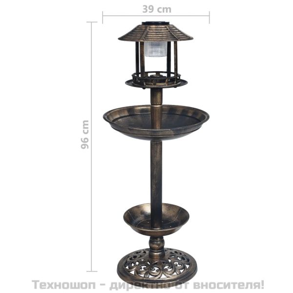 Декоративна баня за птички, соларни LED лампи, пластмаса