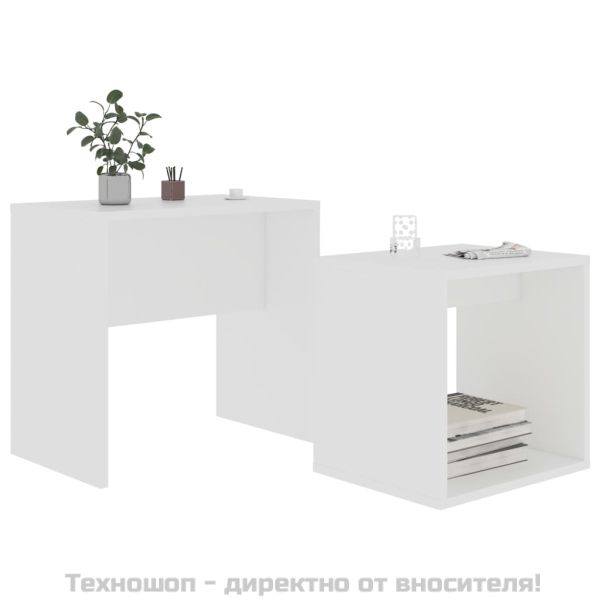Комплект маси за кафе, бял, 48x30x45 см, инженерно дърво