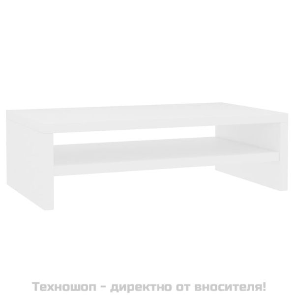 Стойка за монитор, бяла, 42x24x13 см, инженерно дърво