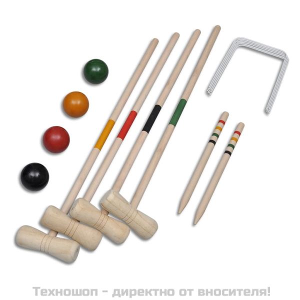 Комплект от 4 дървени крокет стика