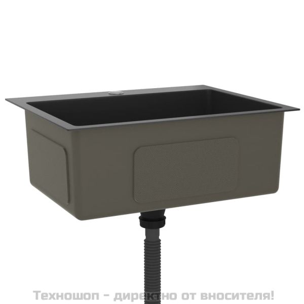 Ръчно изработена кухненска мивка, черна, неръждаема стомана