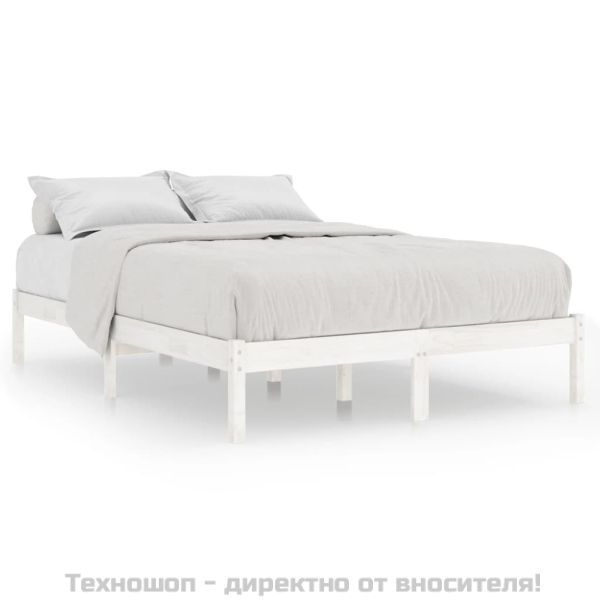 Рамка за легло без матрак, бял, 160x200 см, масивно дърво