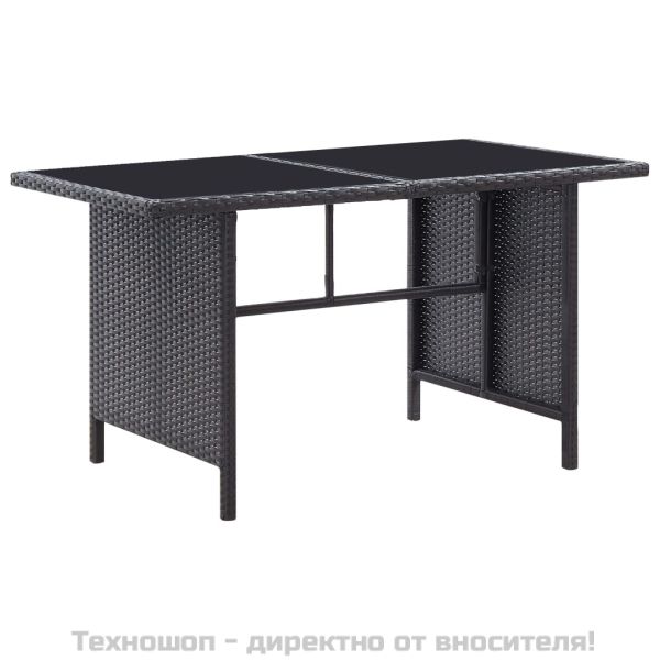 Градински комплект с възглавници, 6 части, полиратан, черен