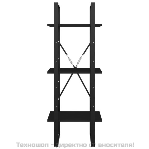 3-етажна библиотека, черна, 40x30x105 см, инженерно дърво