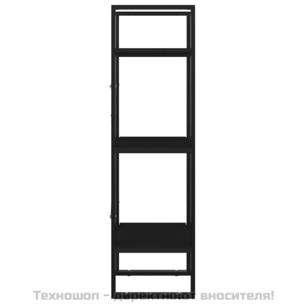 3-етажна библиотека, черна, 40x30x105 см, инженерно дърво