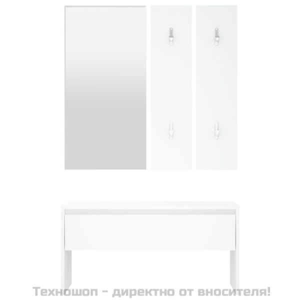 Комплект мебели за антре, бели, инженерно дърво