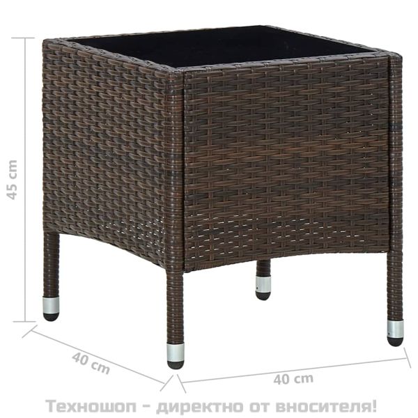 Градинска маса, кафява, 40x40x45 см, полиратан