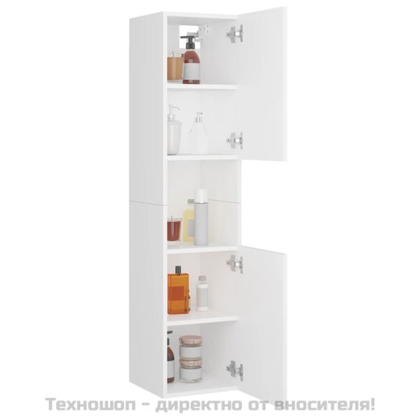 Шкаф за баня, бял, 30x30x130 см, инженерно дърво