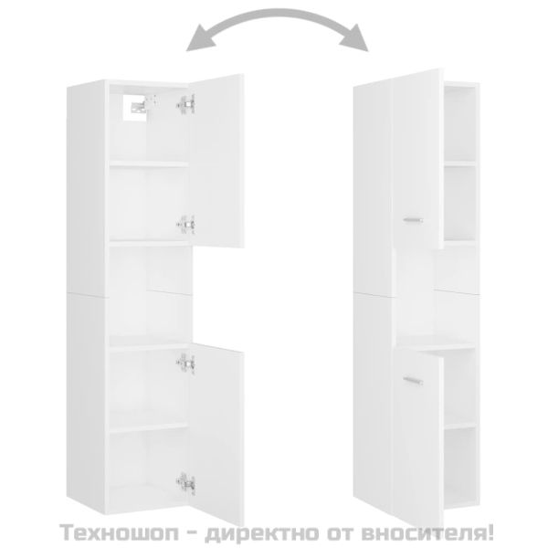 Шкаф за баня, бял, 30x30x130 см, инженерно дърво