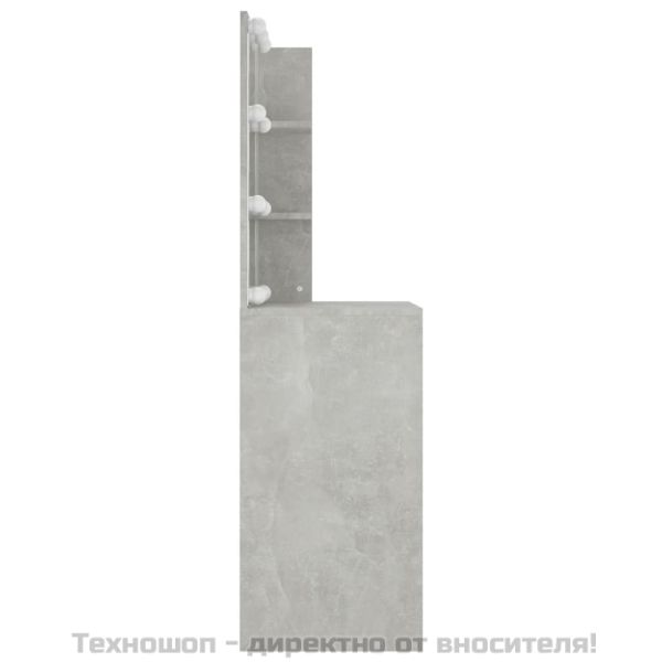 Тоалетка с LED, бетонно сива, 60x40x140 см