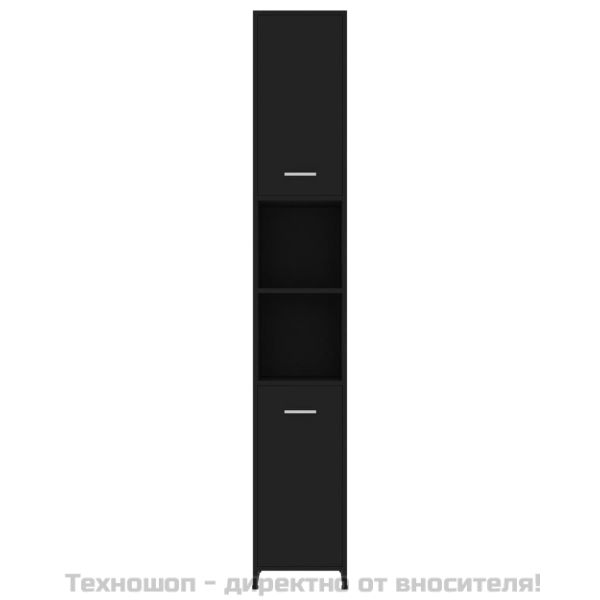 Шкаф за баня, черен, 30x30x183,5 см, инженерно дърво