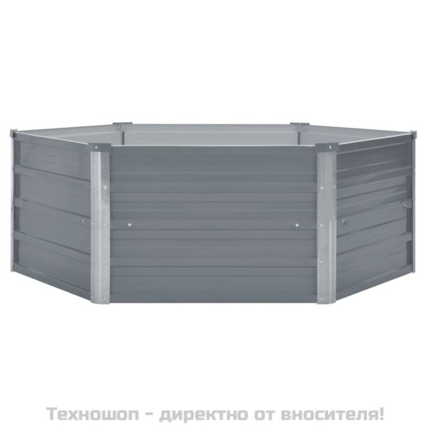 Повдигната леха, 129x129x46 см, поцинкована стомана, сива