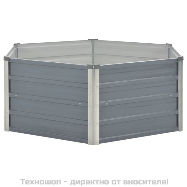 Повдигната леха, 129x129x46 см, поцинкована стомана, сива