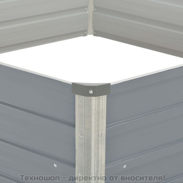 Повдигната леха, 129x129x46 см, поцинкована стомана, сива