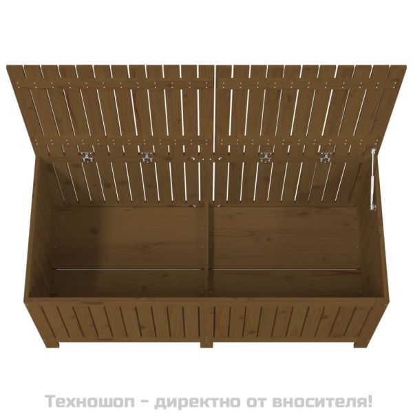 Кутия за съхранение, меденокафява, 147x68x64 см, бор масив