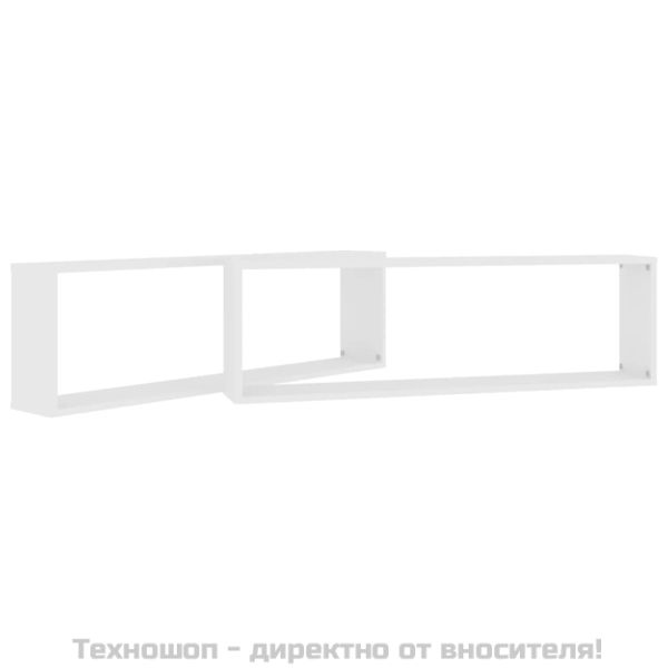 Стенни кубични рафтове 2 бр бели 100x15x30 см инженерно дърво