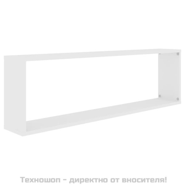 Стенни кубични рафтове 2 бр бели 100x15x30 см инженерно дърво