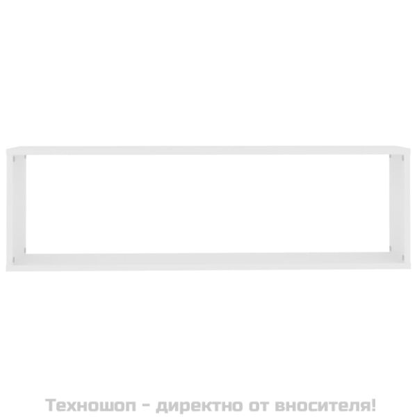 Стенни кубични рафтове 2 бр бели 100x15x30 см инженерно дърво
