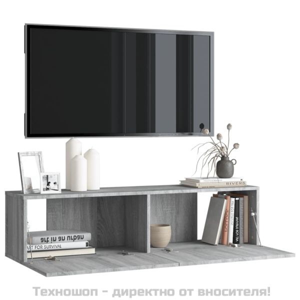 ТB стенен шкаф, сив сонома, 120x30x30 см, инженерно дърво