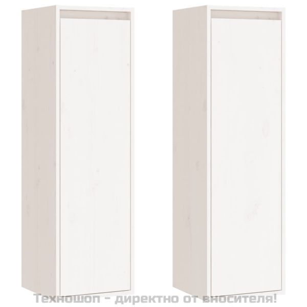 Стенни шкафове, 2 бр, бели, 30x30x100 см, бор масив